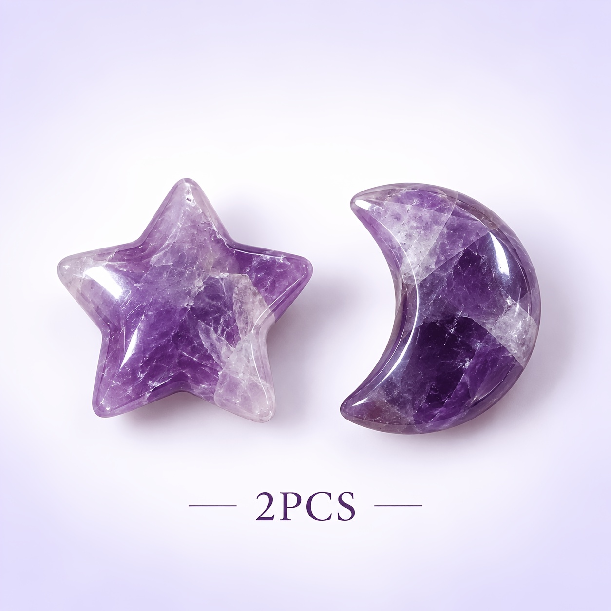 TEMU Ensemble de Pierres Étoile et Lune en Améthyste, Mini Pierres d'Étoile et pour Bricolage, Fabrication de Bijoux, Décoration d'Intérieur,