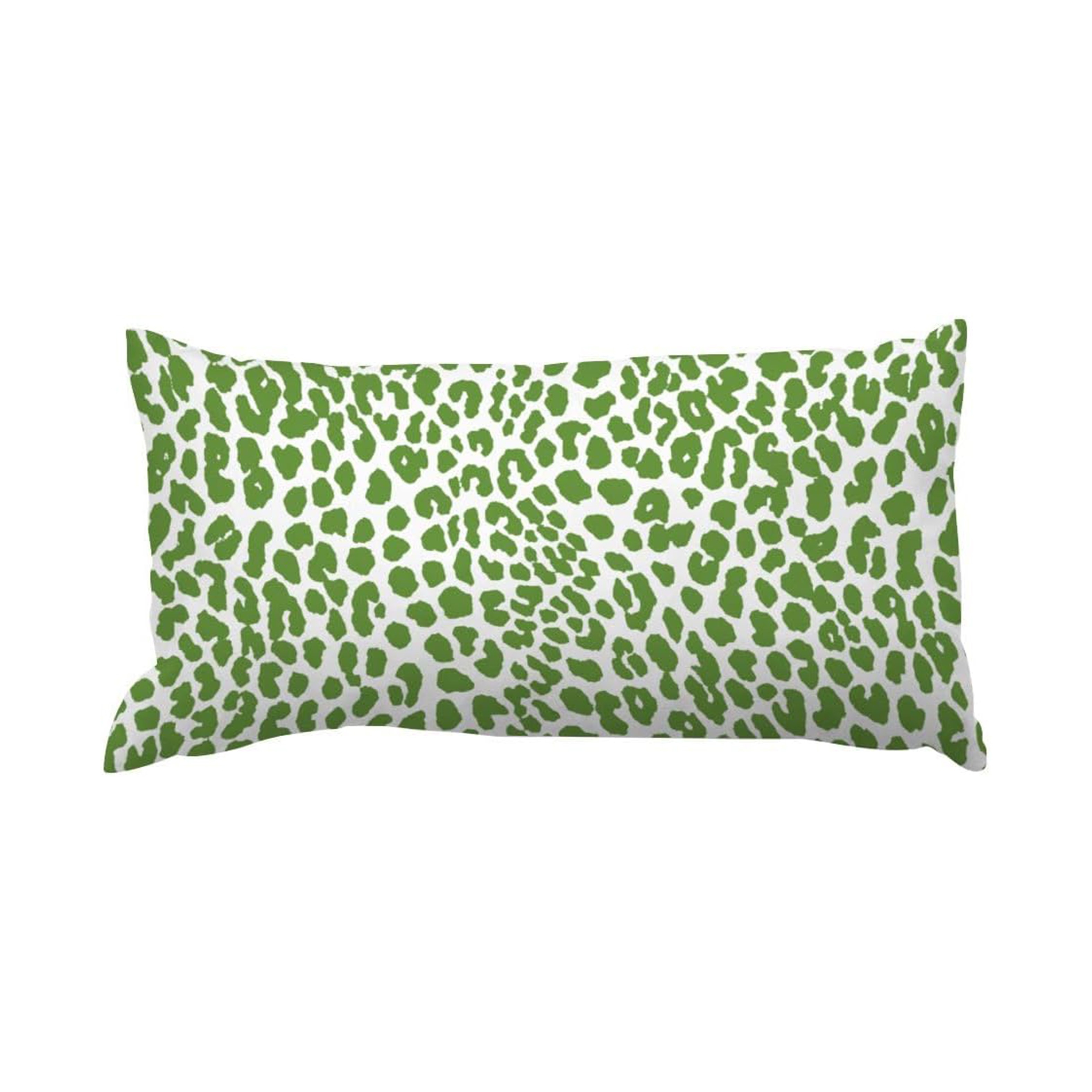 

Chic Green Leopard Print Throw Pillow Cover 12x20 - Contemporary Asian Style, Zip Closure, Machine Washable Polyester For Sofa, Bed, Car Decor (pillow Not Included)