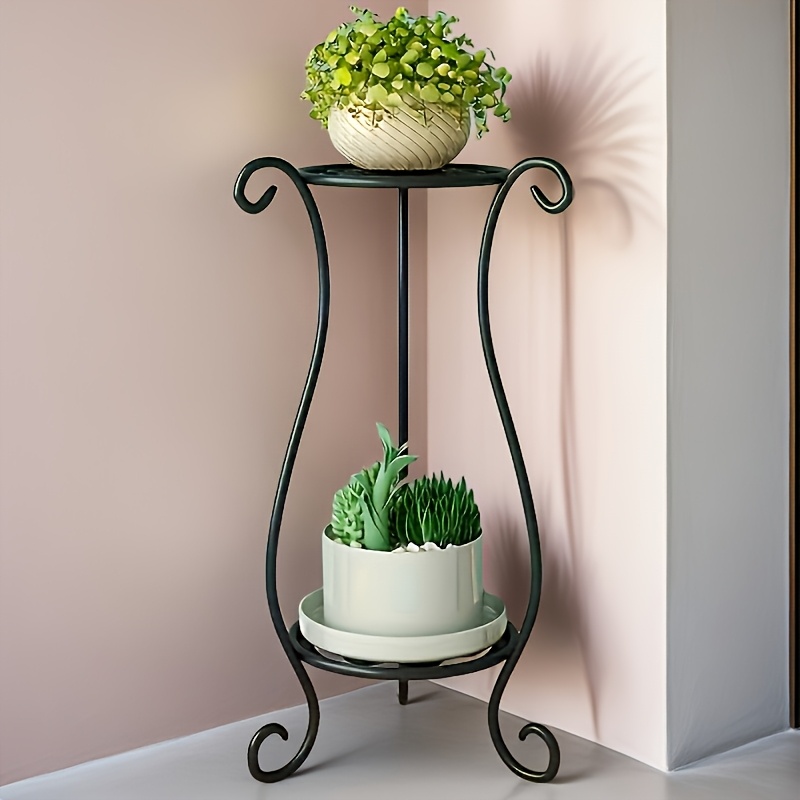 

Two-tier Metal Plant Stand - A Indoor Holder, Suitable For Decorating Living Rooms, , And Entrances.