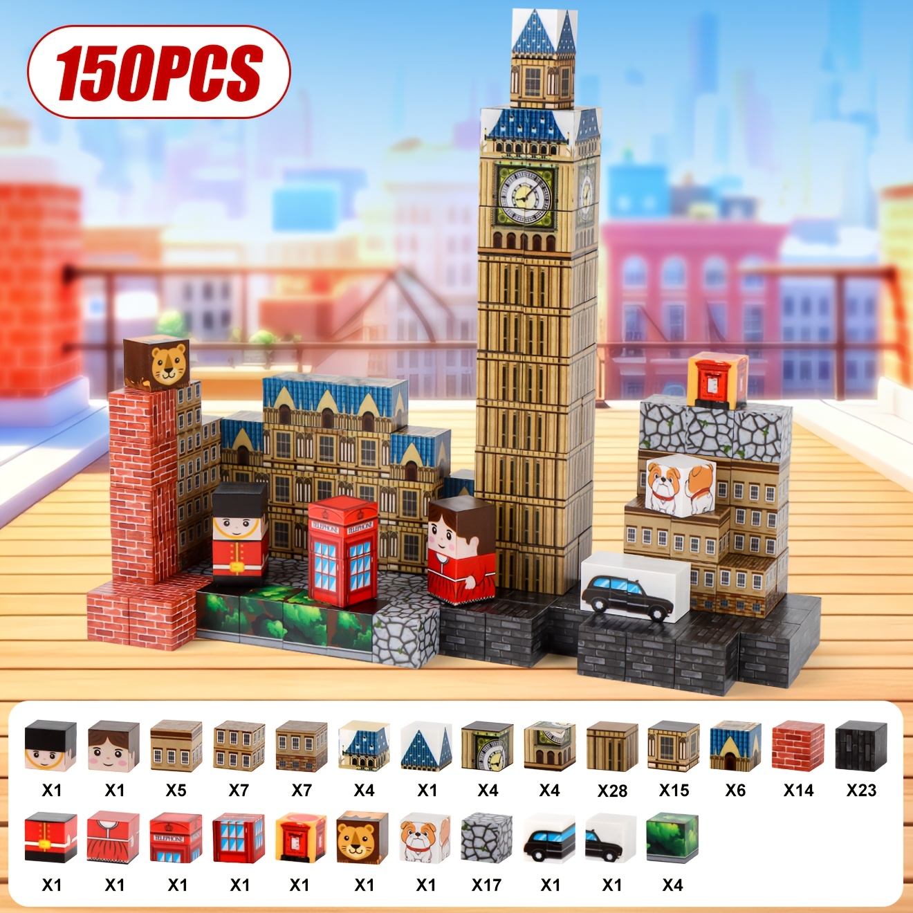 TEMU 150pcs Zhenfinity Magnetic Building Cubes | City Series - London Adventure Magnetic Blocks | Stem 3d Stacking Construction Toy | Open-ended