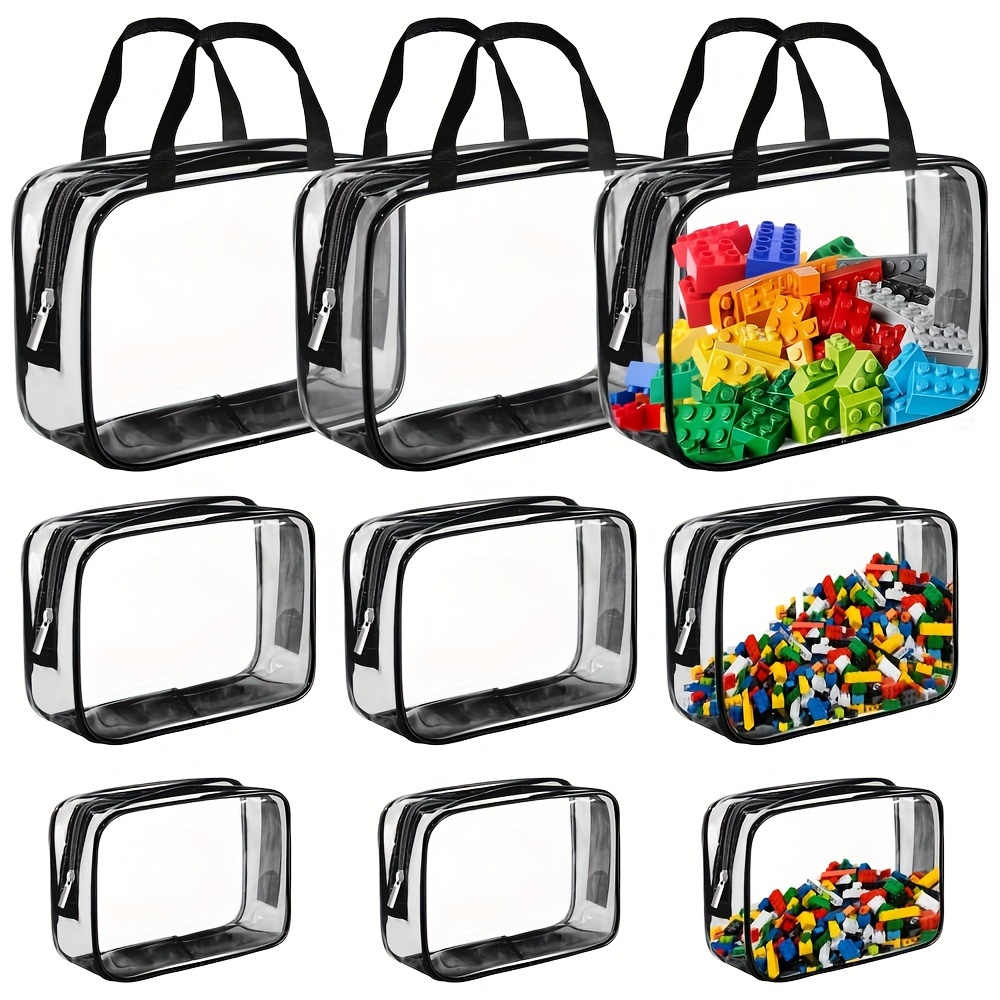 

9pcs Clear Pvc Toy - , Zippered Organizer For Building , & - Portable &