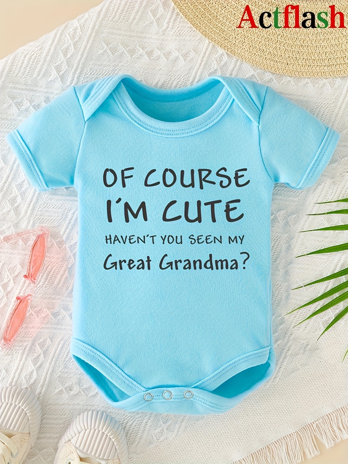 I'M Adorable; Haven'T You Great-*? Summer Short-Sleeve Baby Bodysuit  with Patterns Newborn
