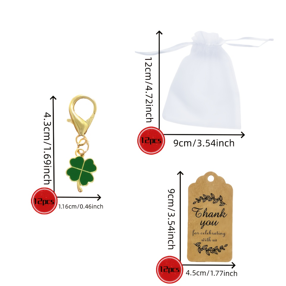 TEMU Set da 36 pezzi/12 set di portachiavi a forma di cuore con bianche per feste, 12 portachiavi + 12 biglietti di ringraziamento + 12 sacchetti in