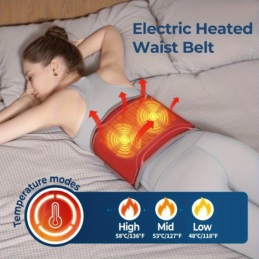 Wireless Heated Massage Belt with Lumbar Support, 3 Heating Modes