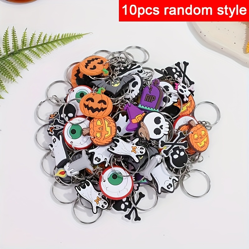 TEMU 10pcs Cross-border Diy Halloween-themed Keychains With Random Styles, Featuring Anime Elements For A Halloween Mix-and-match Look. Unique,