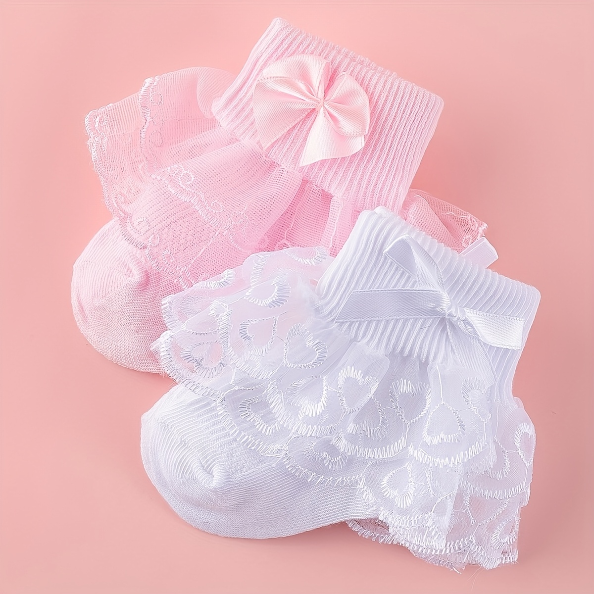 2 paar effen kanten sokken voor meisjes