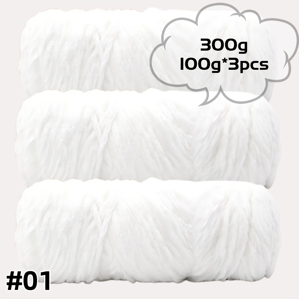 Image of 3-pack Soft Velvet Chenille Yarn - 100g Per Roll, Multi-colored Knitting & Crochet - Suitable For Sweaters, Scarves, Hats, Dolls, Bags, Chunky Yarn, Rich Texture Crafting Material