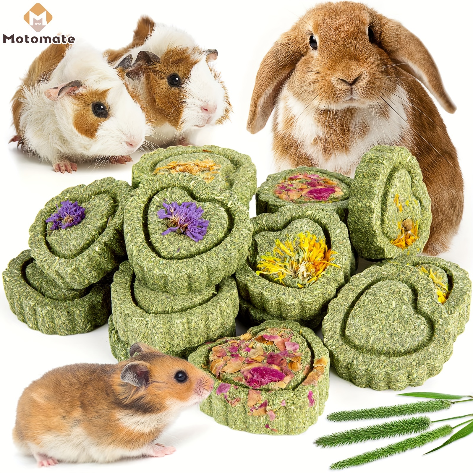 

12pcs Hay Treats Rabbit Toys Bunny Toys Guinea Pig Toys For Teeth Handmade Rabbit Chews And Treats Chinchilla Rat Hamster Gerbil