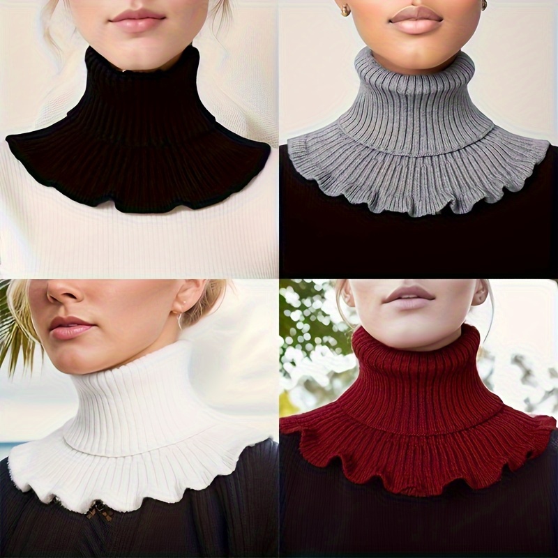 

Cozy Knit Detachable Collar Scarf - Winter Neck Protector, Machine Washable, Women'