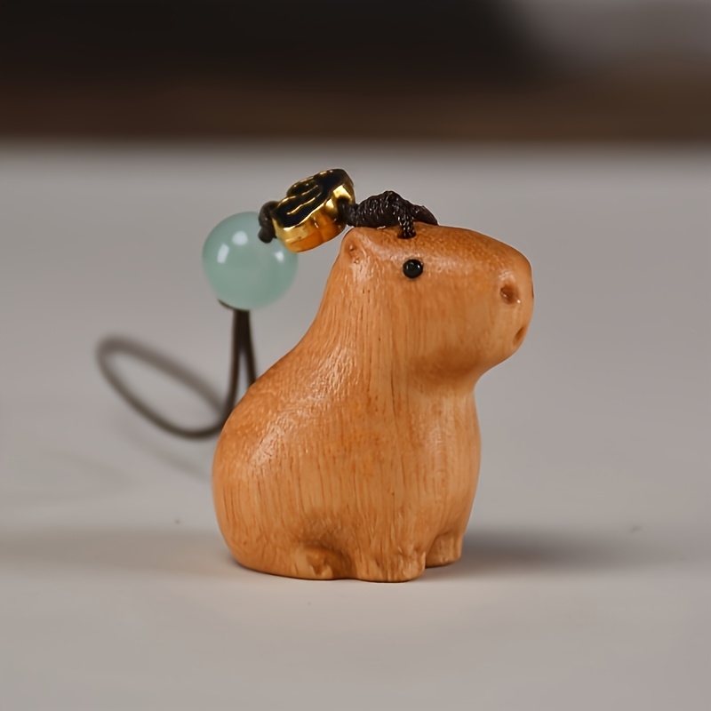 A Portable Capybara Sandalwood Handcrafted Tool Designed For Relaxation, Featuring A Creatively Easy Wooden Desktop Decoration, Suitable For Christmas, Halloween Decor, And Autumn Home Collectibles