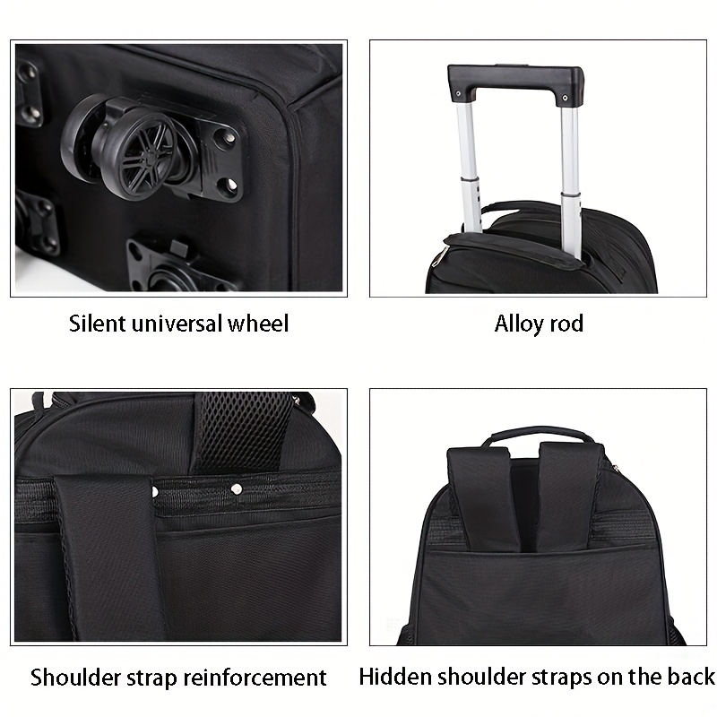 Large Capacity Retractable Trolley Luggage with Detachable Wheels - Heavy-Duty Soft Shell Suitcase, 22-Inch Travel Carry-On with 360° Swivel Wheels