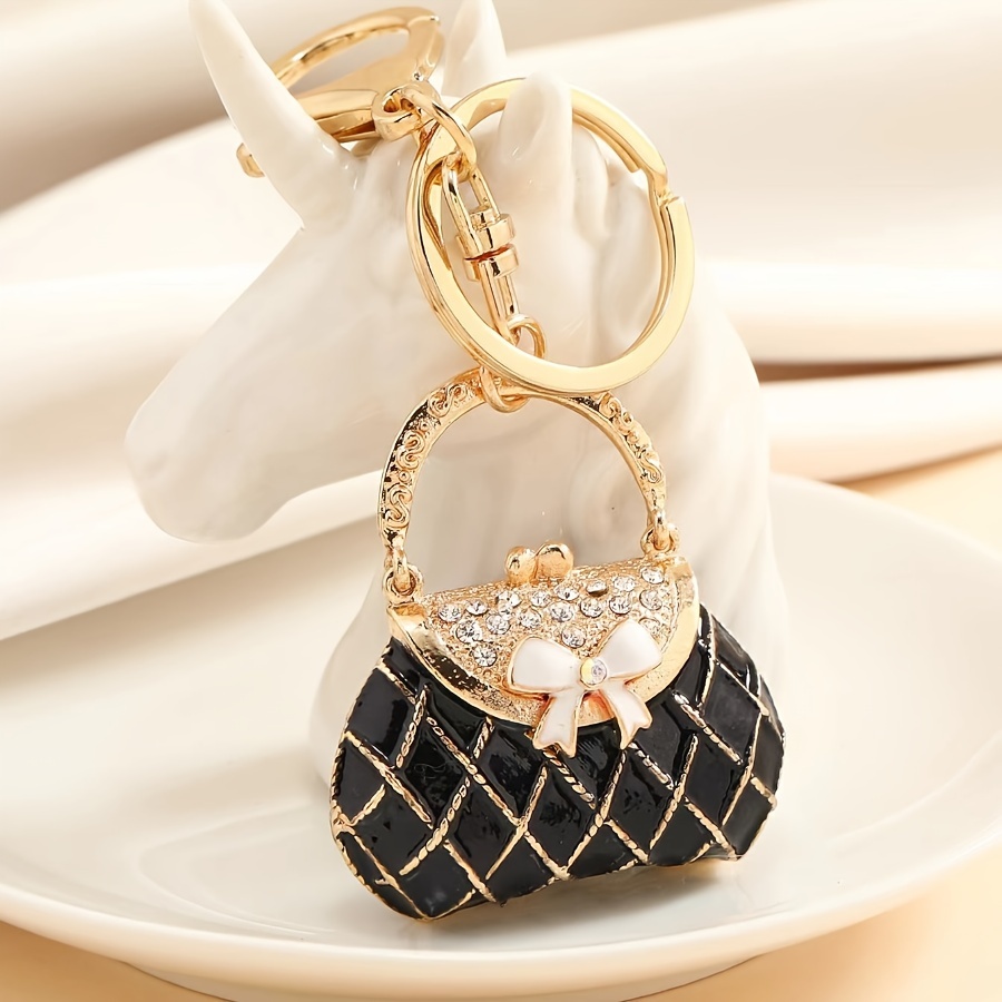 

1pc Shiny Handbag Design Inlaid Rhinestones Alloy Enamel Charms Pendants For Keychain Bag Accessories