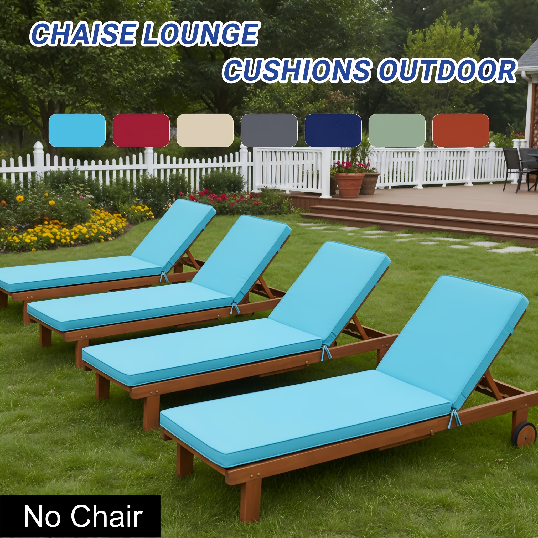 1 2 4 pack outdoor chaise lounge cushions waterproof fade resistant with straps and removable cover for pool deck lawn 72x21x3 80x26x3 inch multiple colors