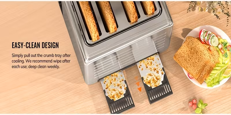 4 touchscreen toaster oven with dual screen control panel single slot baking timer and functions suitable for and stainless steel kitchen essential details 4