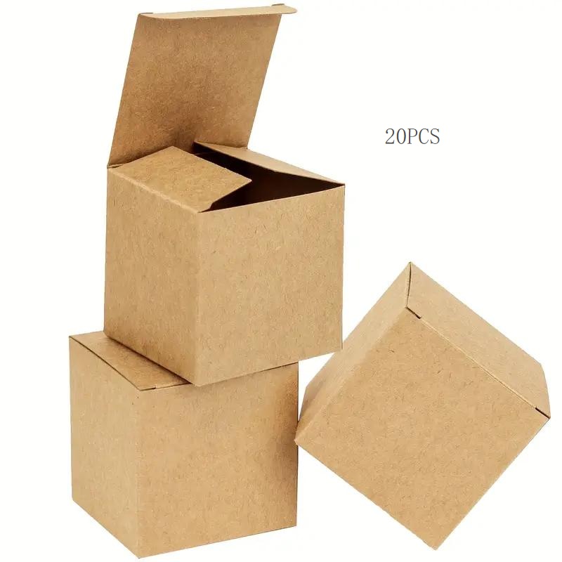 E-shop 20 Geschenkverpackungsboxen – Einfache Kraftpapier-Quadratform – Ideal für Handmade, Samen-Geschenkboxen, Leicht zu Tragen, Geeignet für Kleine
