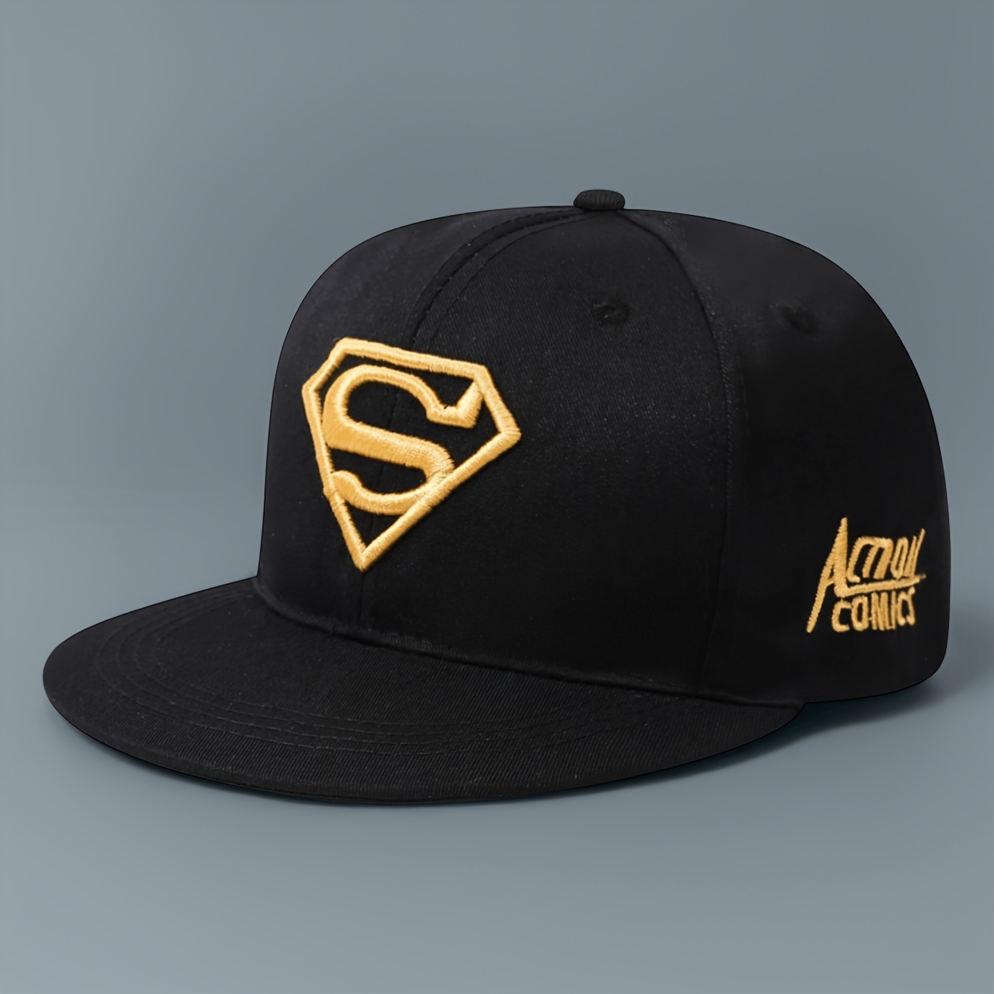 TEMU Gorra "'S Superman Pattern" con visera, estilo Hip-Hop, bordado patchwork, hebilla ajustable, gorra de béisbol para hombre, para exteriores,