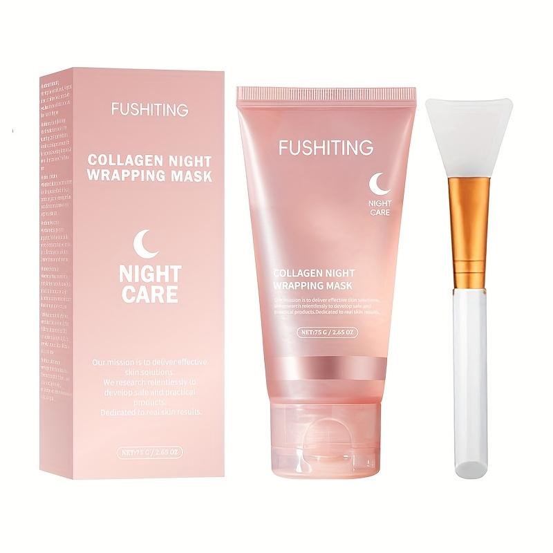FUSHITING Collagen Night Wrapping Mask - Enriched with Collagen, Ceramide, Hyaluronic Acid, And Niacinamide - Provides Moisturization And Enhances Elasticity - Light Beige Care for Nighttime Skincare