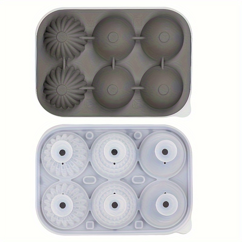 TEMU Silicone Ice Cube Molds 6-, Flexible Sphere & Diamond-shaped Ice Tray Set For Whiskey, Cocktails & Beverages