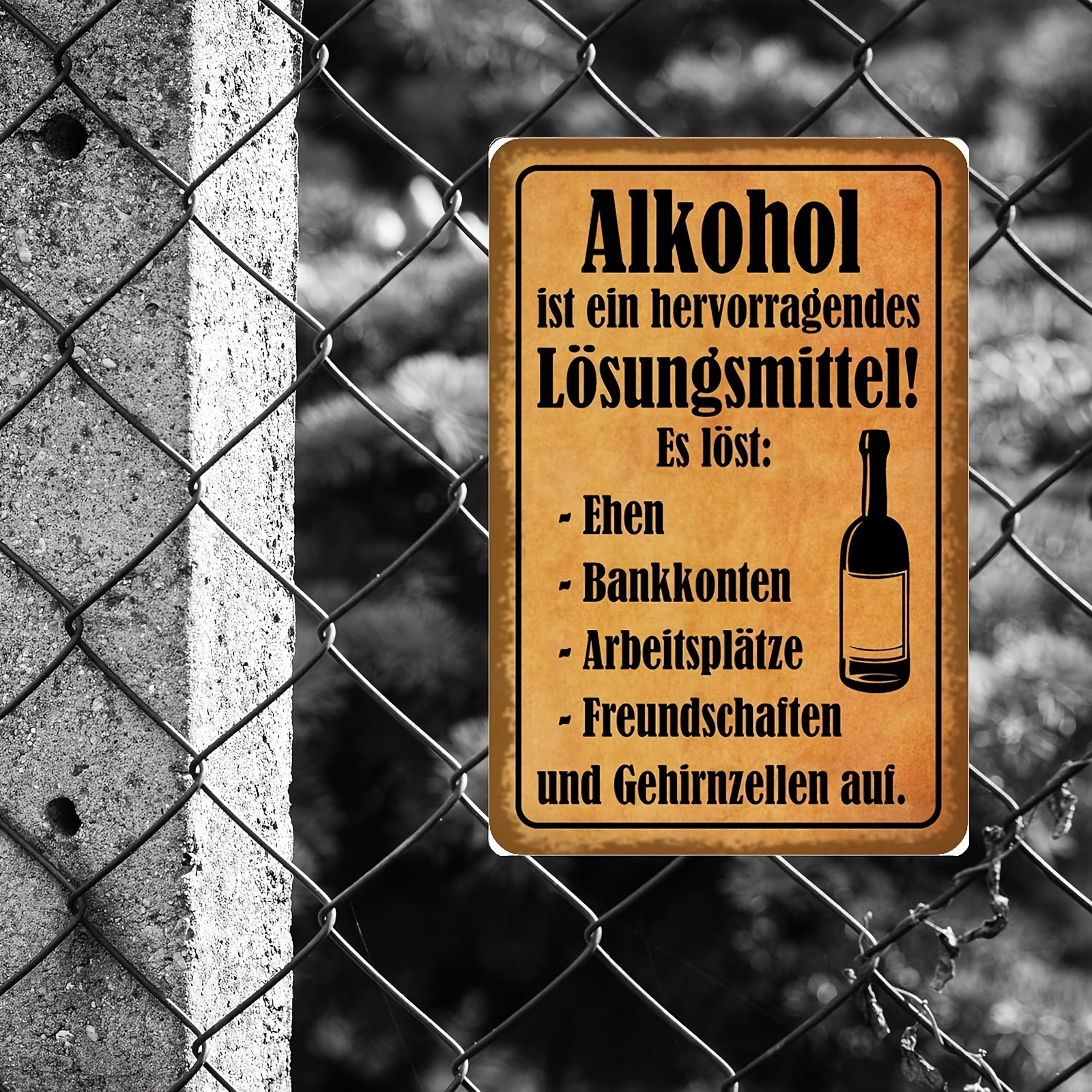 Image of 2d Flat, Single Piece Art Decoration Sign, Featuring 'alcohol Is A Solvent' For Wall Decor, Oblong Vertical Sign, Suitable For Home Bar And Kitchen Decoration Measuring 20*30cm Or 8*12 Inches