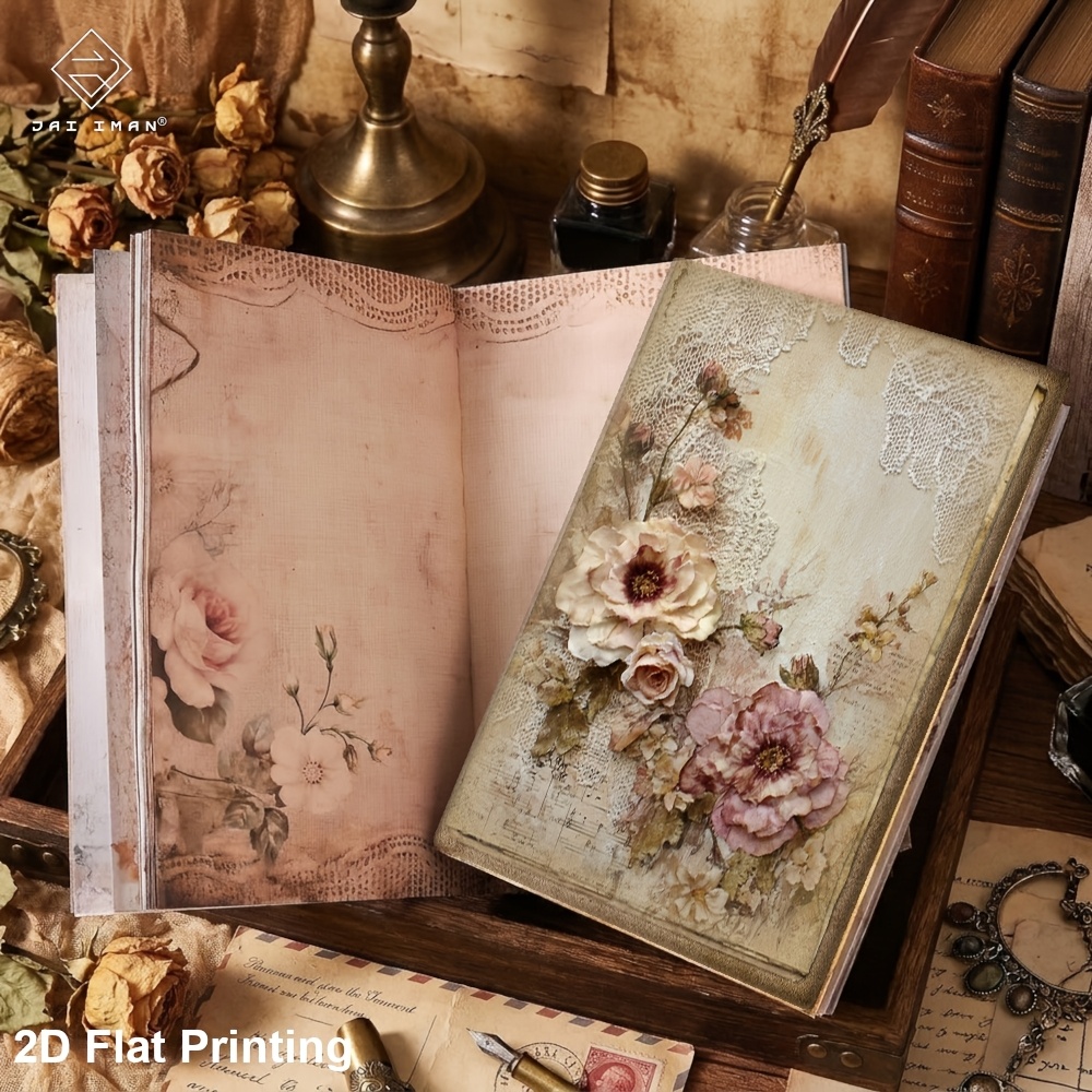 TEMU Libro Junk A5 de 96 páginas 2D JAI IMAN (Patrones No Repetidos) con Diseños de Rosas para y Viajes, Diario, Coleccionistas de Papelería,