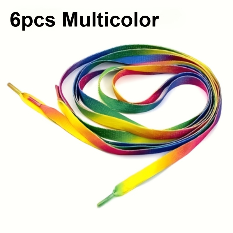 Multicolor 6pcs Shoelaces, 47.24inch Colorful Shoelaces, Rainbow Gradient Color Shoelaces