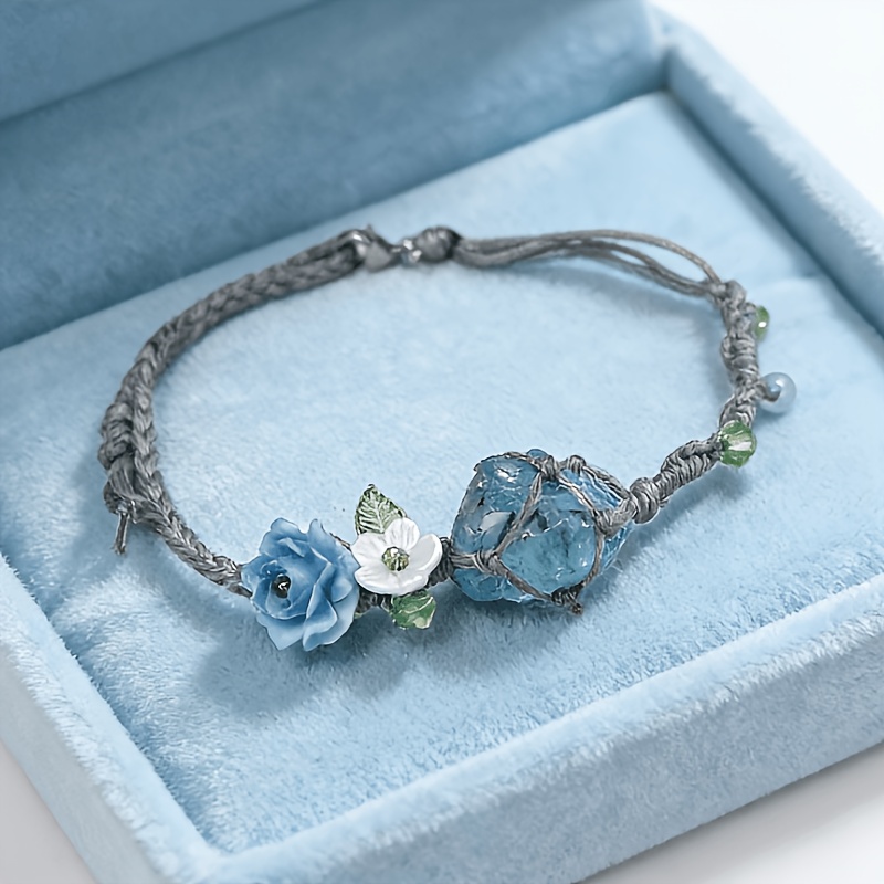 Blue Morpho Handwoven Crystal Bracelet