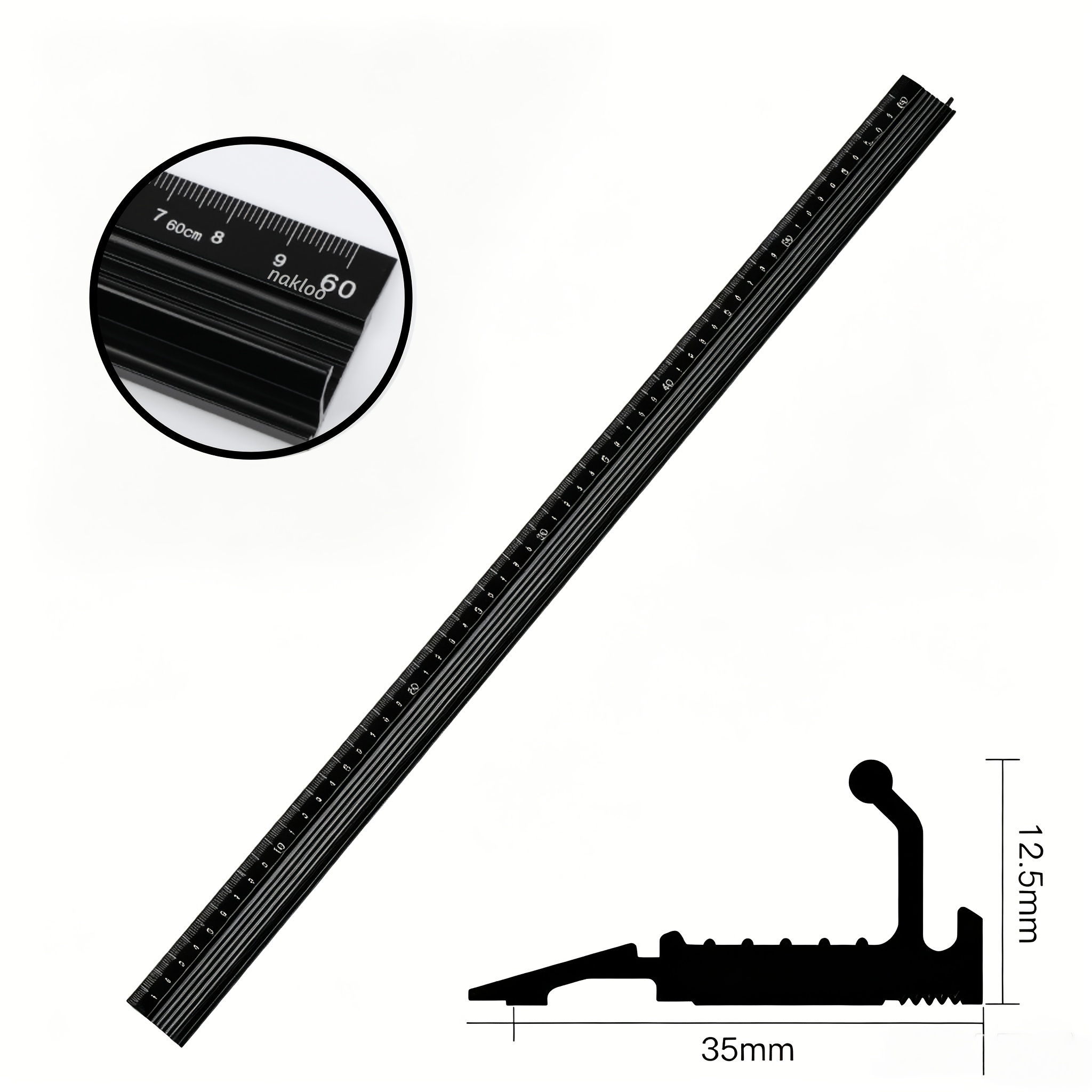 TEMU High-precision Extended 60cm/23.62inch Aluminum Alloy Cutting Ruler, Brand Precision Measuring Tool, Woodworking Cutting, Drawing