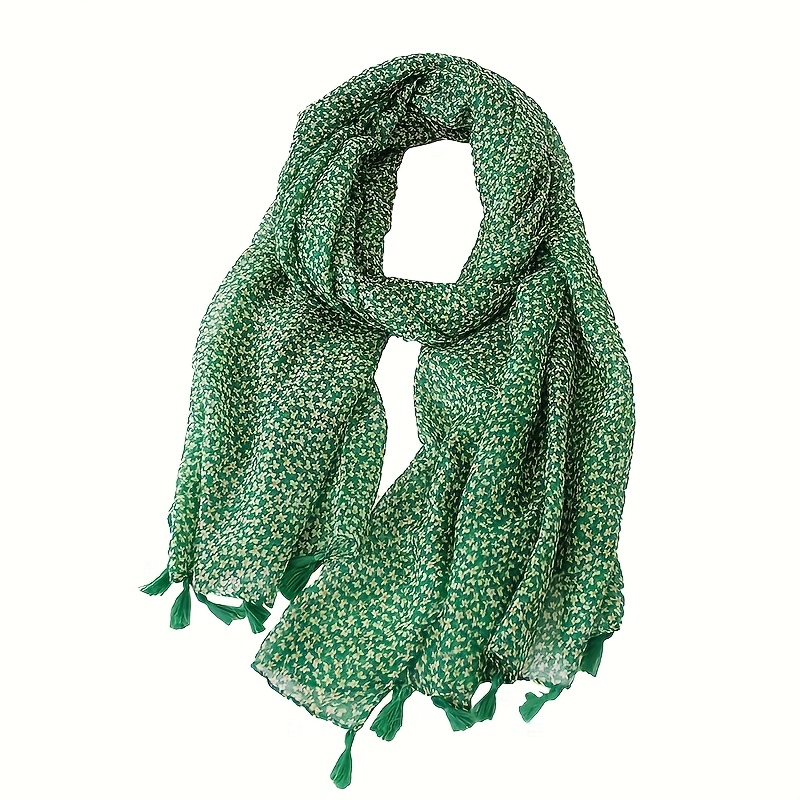 E-shop Vintage-Schal mit Blumendruck Fransen, böhmisches Farbblock-Schal, lässiges winddichtes Kopftuch, Sonnenschutz-Reise-Strandtuch
