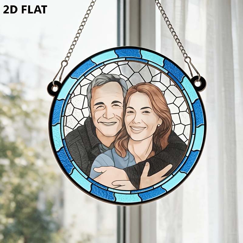 TEMU 2d Flat Custom Photo Acrylic Sun Catcher 25x25cm/15x15cm - "where Is Love, Is Life" Colorful Acrylic Design - Ideal Romantic Christmas Gift For