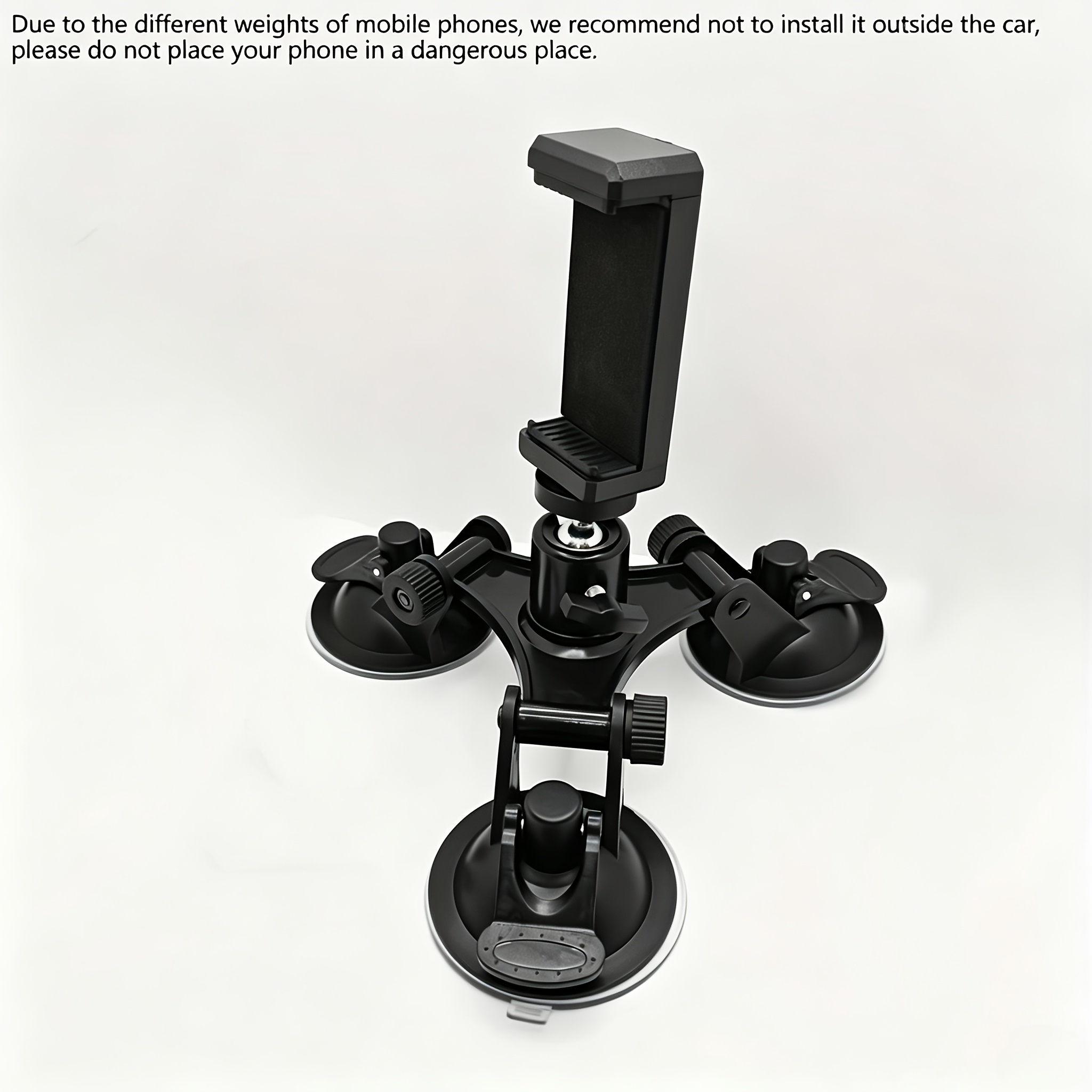 TEMU Triple Suction Cup Car Mount Tripod Photography Accessory Heavy Duty Stable Adjustable For Camera Phone Outdoor High Speed Vehicle Shooting For