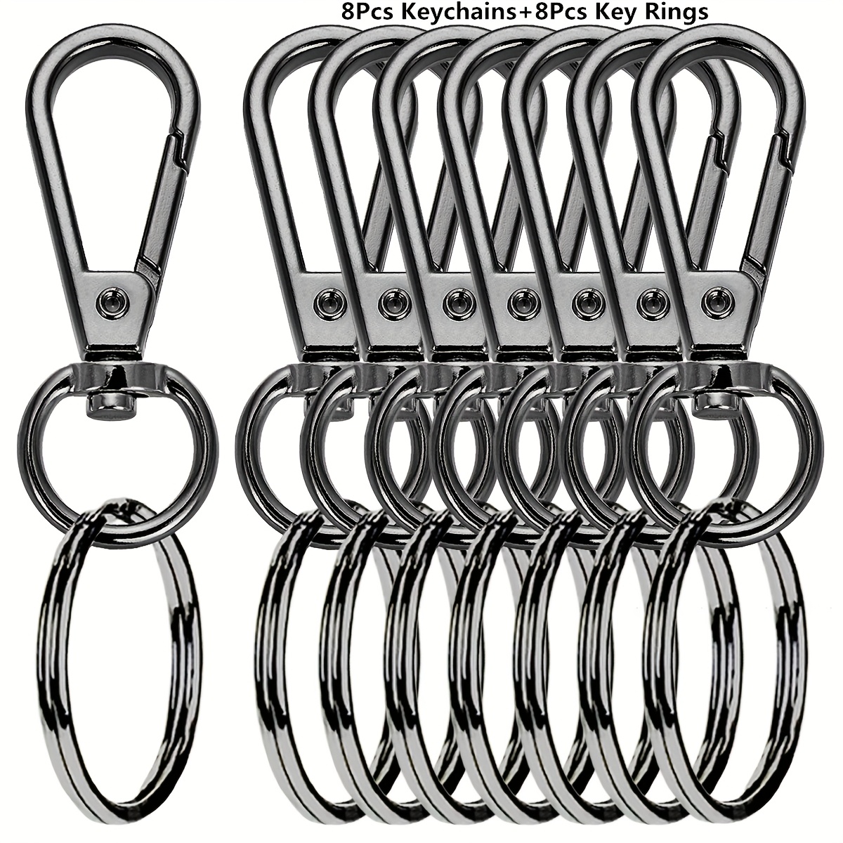 Image of 16/32pcs Swivel Clasp Hooks (8/16 Keychains And 8/16 Key Rings) Wallet Strap Additions (for Making Bags), Push-door Lobster Clasp With Key Ring