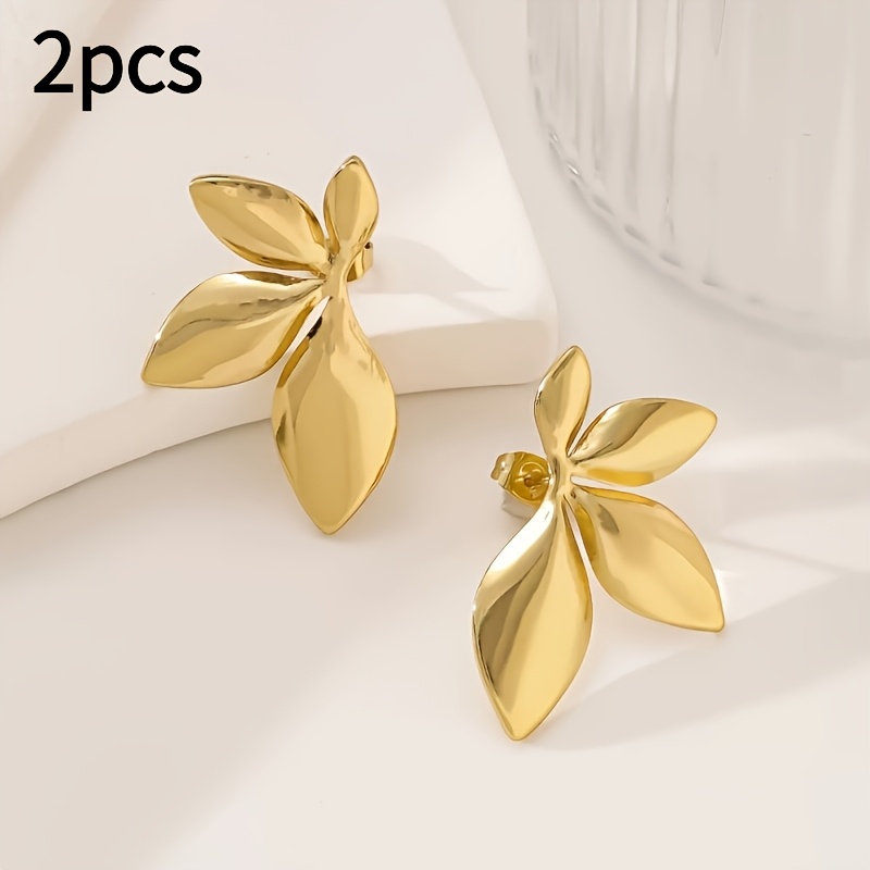 TEMU Set /3 orecchini a perno placcati in oro 18K - Design | Orecchini e facili da indossare per donne, design raffinato per l'uso e come regalo,