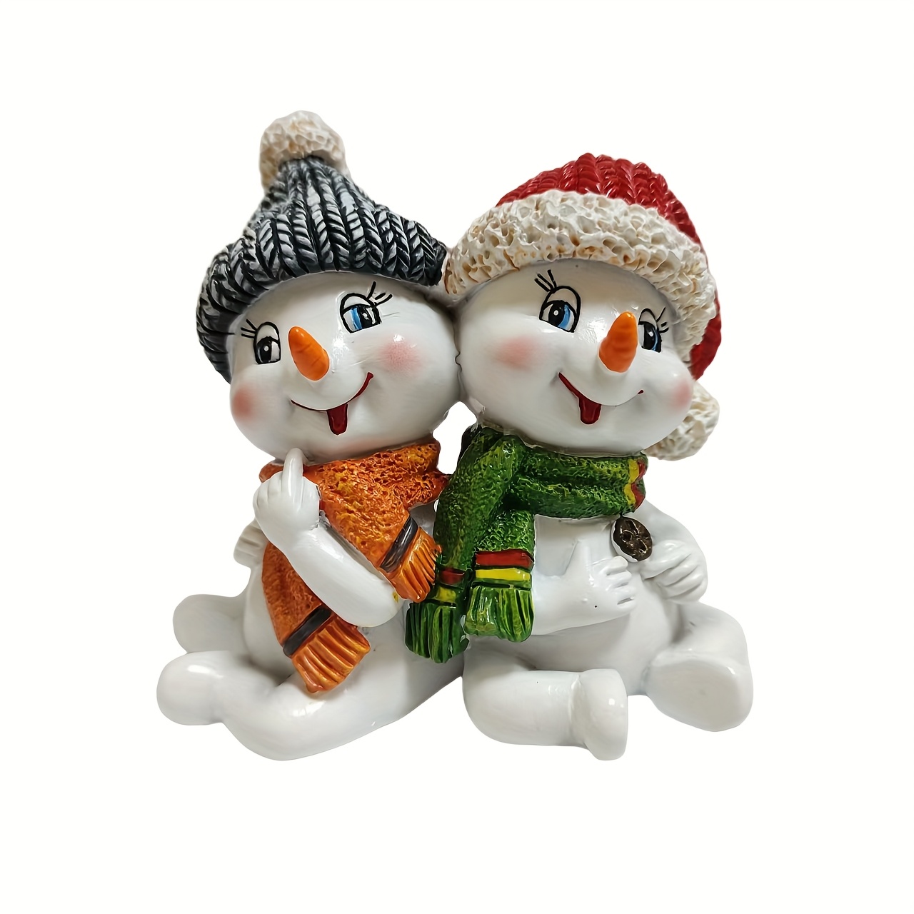 Collectible Figurines ,hand-painted Chibi-style Snowman Figure - Resin Christmas Tree Decoration With Smiling Character, Small Tabletop Statue For Décor, Hand-painted Collectible Gift For S &