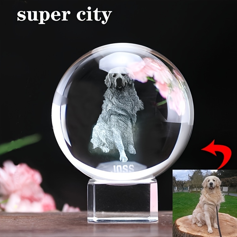 TEMU Laser Engraved Glass Ball Home Decoration Ornament Custom Pattern Glass Ball Christmas Valentine's Day Gift
