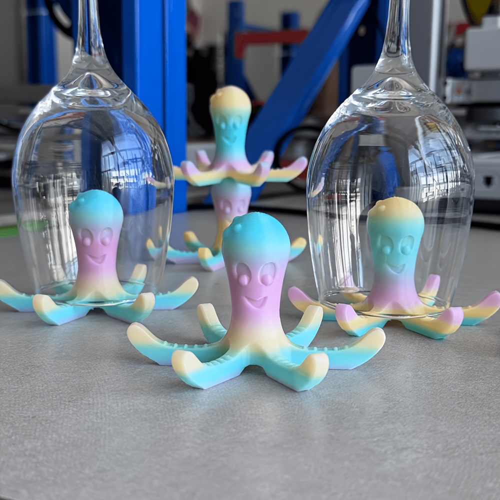 3er-pack, 3d-gedruckter gradient-tintenfisch-trockengestell, kreativer küchen-becherhalter, niedliche desktop-aufbewahrungsbox,   für kaffeetassen, wasserflaschen und als geschenk zur wohnungsdekoration. funktionen umfassen belüftung, effiziente entwässerung, zufällige gradient-farben