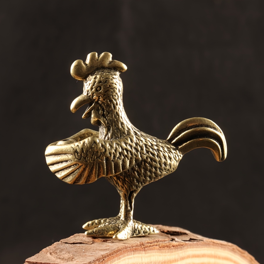 

Lucky Brass Rooster Sculpture - Elegant Metal Desk Decor For Home & Office, Symbolizing Wealth And Prosperity
