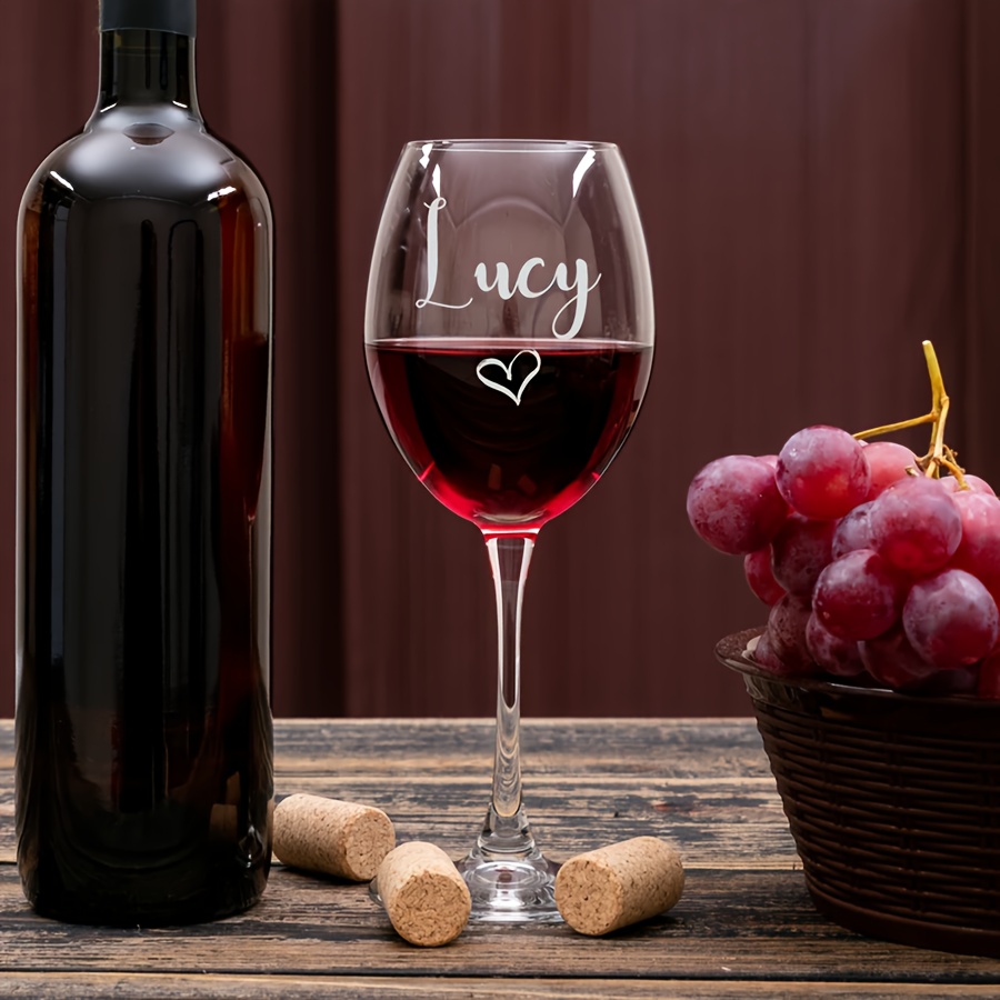 Image of Personalized Carved Glass Wine Glasses, Reusable Multifunctional Carved Wine Utensils, Washing, Suitable For Brides, Bridesmaids, Mothers, Birthdays, Weddings, Christmas Gifts