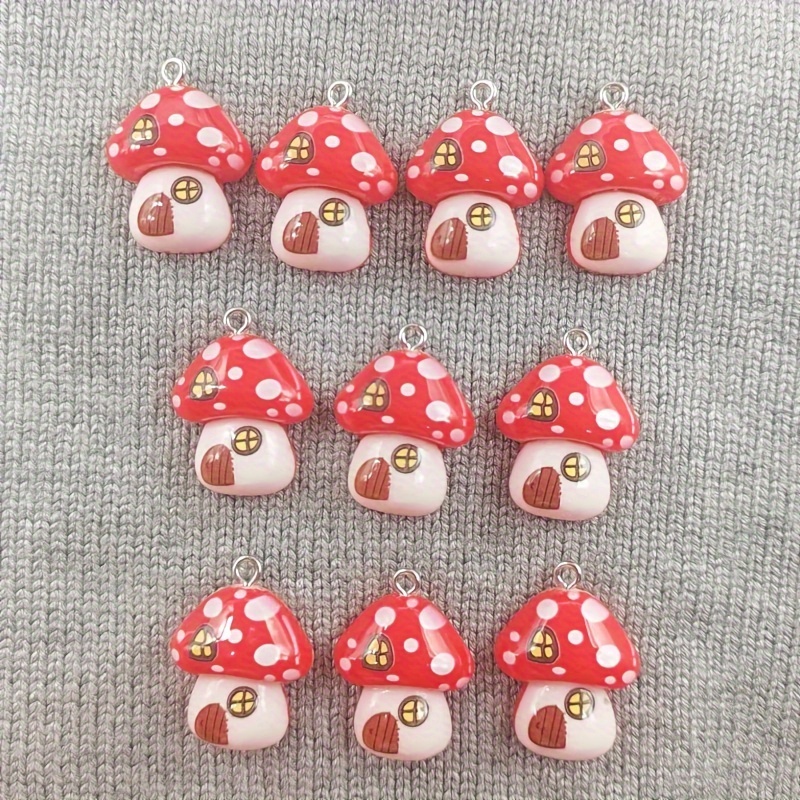 

10pcs Resin Mushroom Earrings Charms, Ideal Accessories For Necklace Bracelet Keychain Jewelry Making