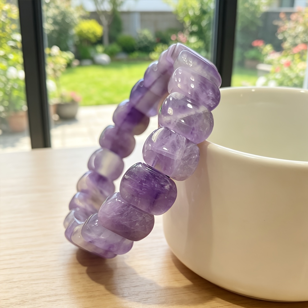 Natural Amethyst Bracelet with Square-Cut Beads, Elegant Gift