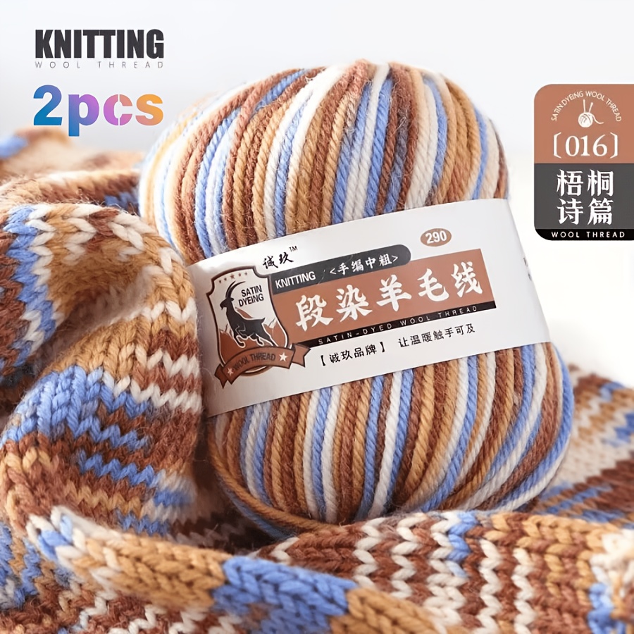 TEMU 2pcs -dyed Tie-dye Yarn Suitable For Knitting & Crochet - -friendly Wool Blend With Gradient Colors, Gradient Thread For Sweaters, Blankets,
