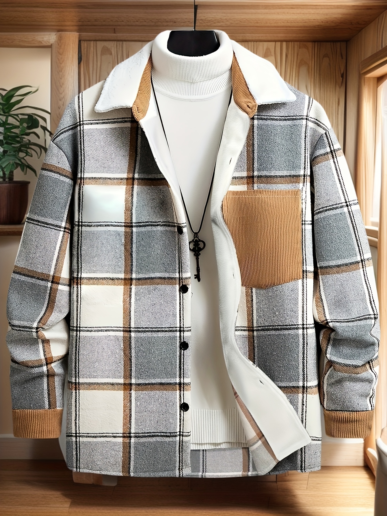 *'S Stylish Casual Checkered Jacket