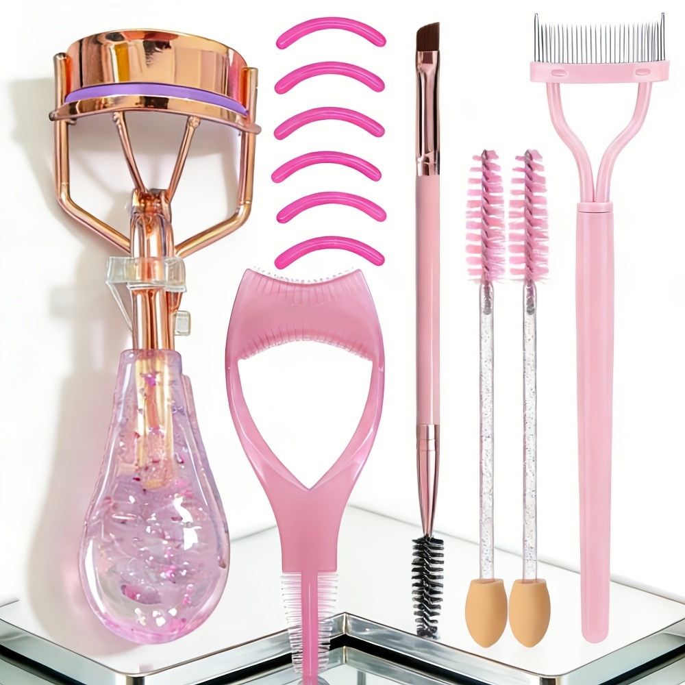 TEMU Kit d'outils pour cils et sourcils | Brosses à sourcils en acier inoxydable, brosses à mascara, peignes à cils, bandes de rechange pour