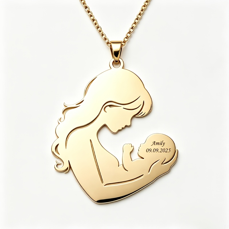TEMU Collier Mère Personnalisé - Pendentif Nom & Date de , Bijou en Acier Inoxydable Cadeau pour Maman