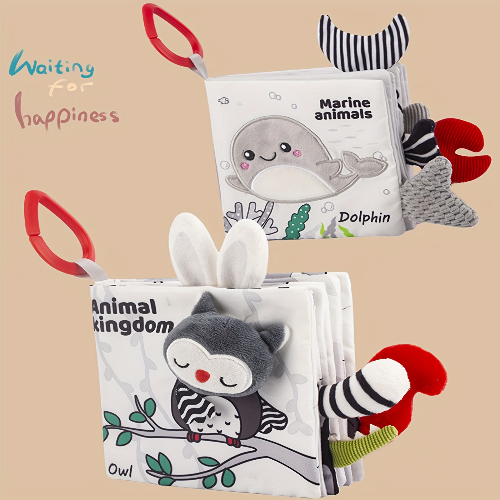 

Black And White Cloth Book, Early Education Baby Can Not Tear Can Bite Three-dimensional Tail Book, Baby Cognitive Toys Christmas Gifts