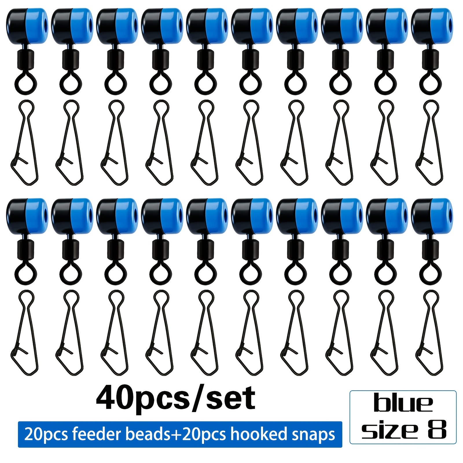 TEMU 40pz/60pz/120pz con Perlina di Collegamento per Feeder e Moschettoni a Gancio, un Accessorio di Collegamento Intermedio Pratico per la Pesca con