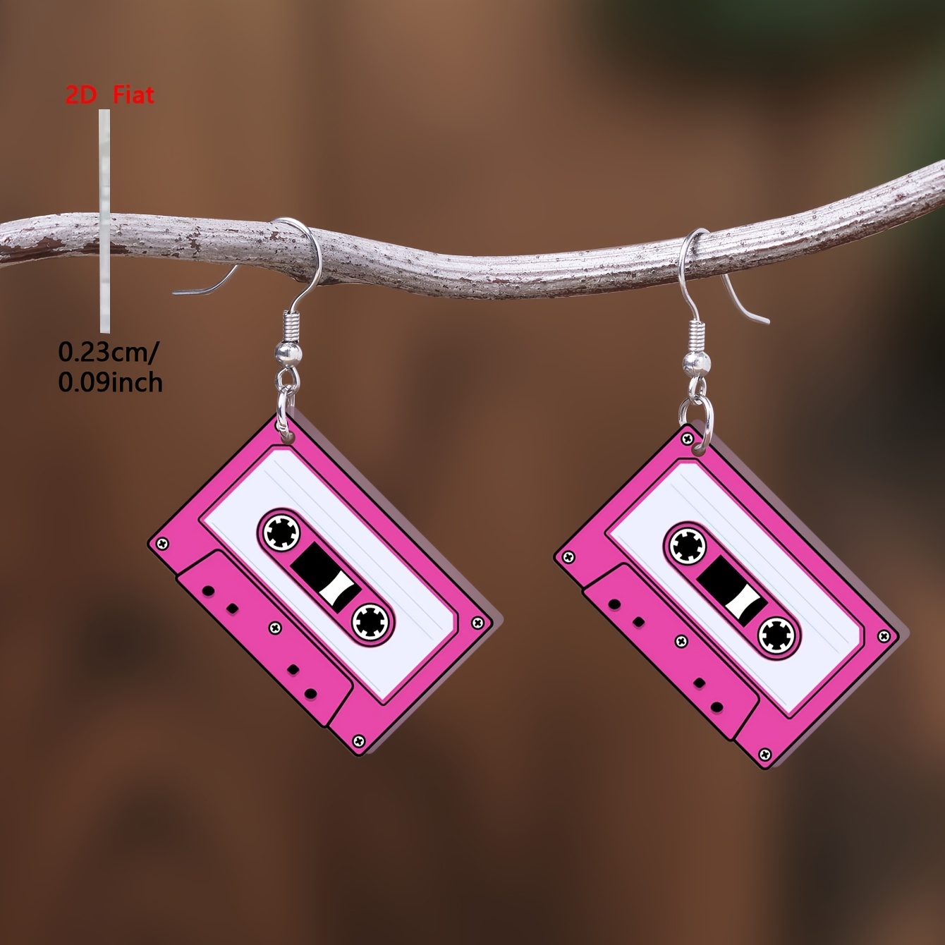 2d Flat - Acrylic Pendant Earrings Featuring A 2d Flat-1pair Record Design, Elegant And Minimalist Style, Perfect For Women's Everyday Vacation Wear