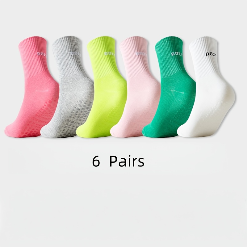 TEMU 6 Pairs Of Women's Professional Anti-slip Silicone Yoga Socks & Matching Shark Pants Socks, Pilates Socks