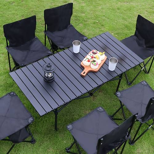 5pcs spring and summer outdoor folding table and chair set portable and easy to assemble for camping barbecues beach fishing handbag included not recommended for over 120 lbs suitable for under 5ft