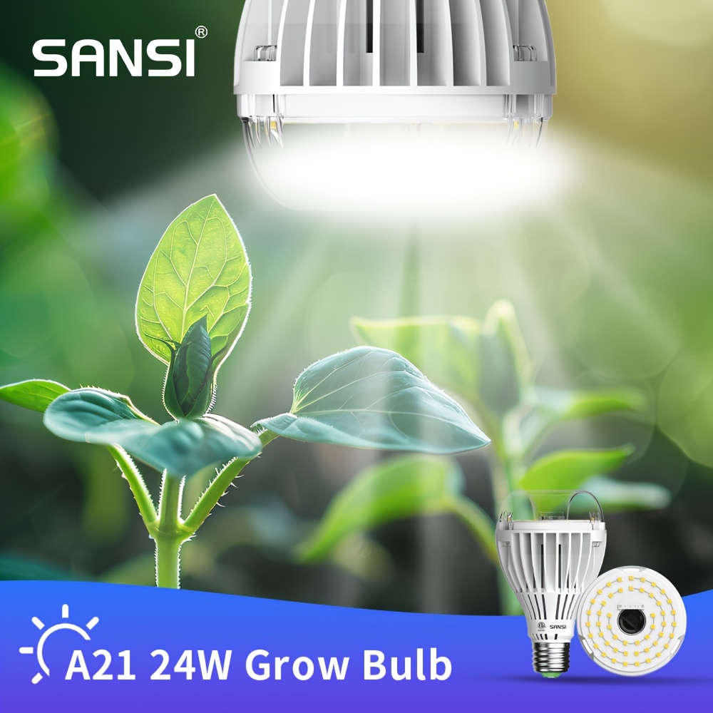 

Sansi Led Grow Light Bulb 24w ( Equivalent), A21 Grow Bulb For Indoor Plants, Ceramic Lamp With Optical Lens For High Ppfd, 4000k Daylight Plant Lights For Seed Starting, Blooming And