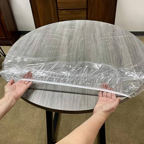 10pcs set of disposable plastic tablecloth protective covers with elastic edges and washable round table cover suitable for indoor and outdoor terrace parties 10pcs 31